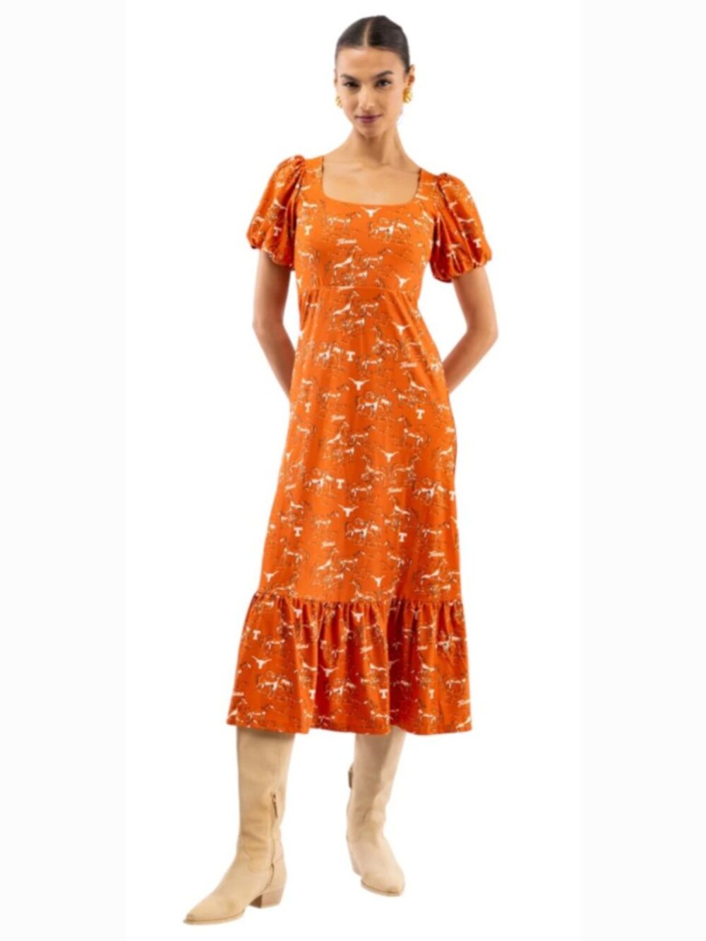 Smith & Quinn NWT Texas Longhorns Lucy Tailgate Toile Maxi Dress orange medium